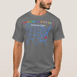 South olina USA Palmetto Staat mit Karte T-Shirt