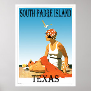 South Padre Island Vintag Beach Poster Design
