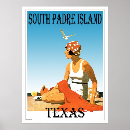 South Padre Island Vintag Beach Poster Design (Vorne)
