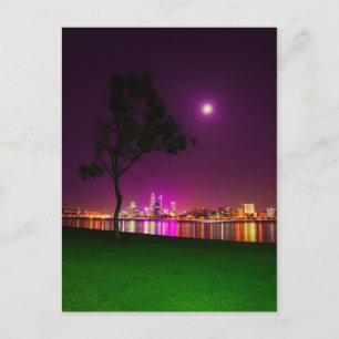South Perth Foreshore Perth City Lights Skyline Postkarte
