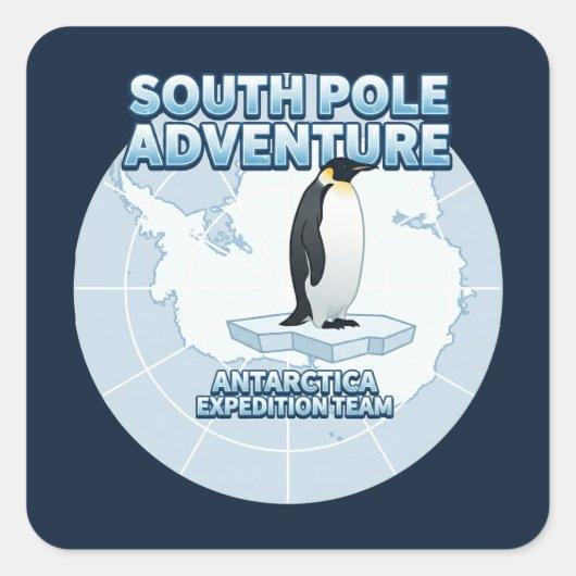 South Pole Adventure Antarctica Expedition Team Quadratischer Aufkleber (Vorderseite)