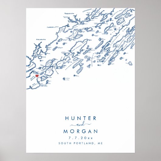 South Portland Maine Modern Guest Book Poster (Vorne)