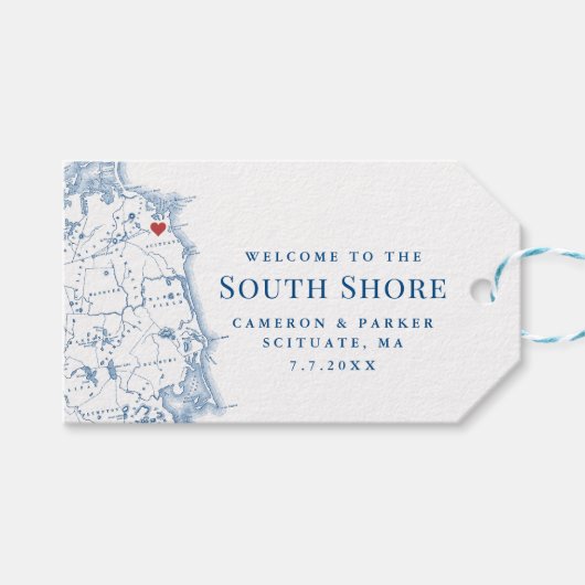 South Shore Massachusetts Karte Elegant Wedding Geschenkanhänger (Vorderseite (Horizontal))