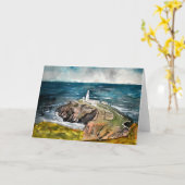 South Stack Leuchtturm walk Grußkarte Karte (Gelbe Blume)