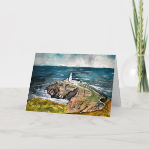 South Stack Leuchtturm walk Grußkarte Karte