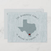 South Texas Blue Linen und Heart Texas Moving Ankündigungspostkarte (Vorne/Hinten)