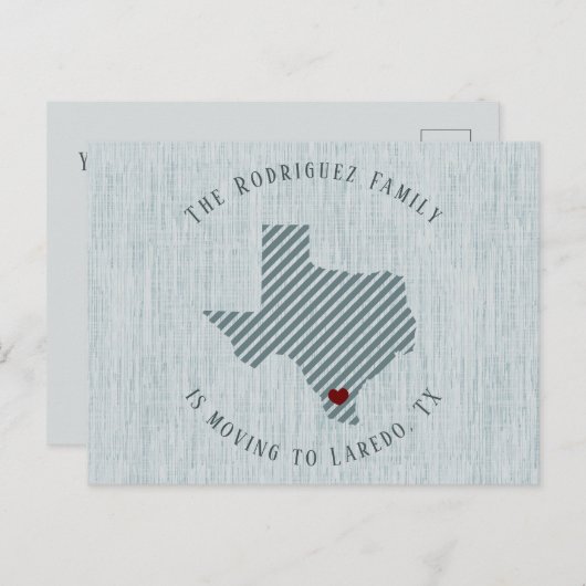 South Texas Blue Linen und Heart Texas Moving Ankündigungspostkarte (Vorne/Hinten)
