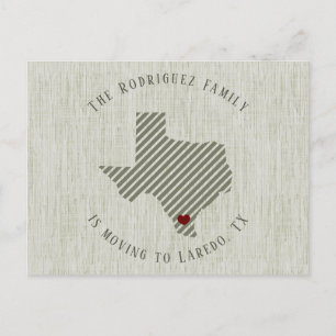 South Texas Green Linen und Heart Texas Moving Ankündigungspostkarte