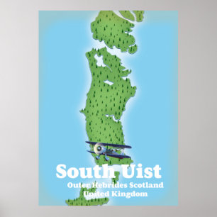 South Uist Outer Hebrides Scotland Landkarte Poster
