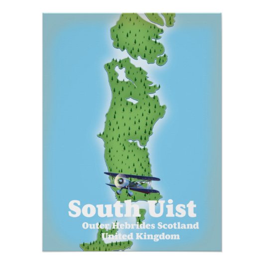 South Uist Outer Hebrides Scotland Landkarte Poster (Vorderseite)