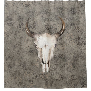 South-West Rustic Ranch Skull Brown Spritzer Duschvorhang