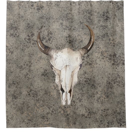 South-West Rustic Ranch Skull Brown Spritzer Duschvorhang (Vorderseite)