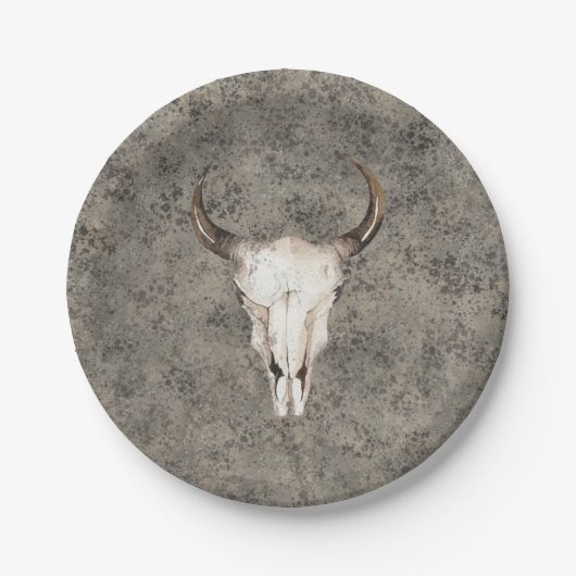 South-West Rustic Ranch Skull Brown Spritzer Pappteller (Vorderseite)