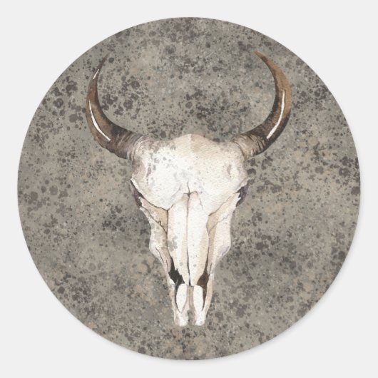 South-West Rustic Ranch Skull Brown Spritzer Runder Aufkleber (Vorderseite)