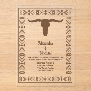 South Western Country Ranch Western Wedding Acryleinladungen