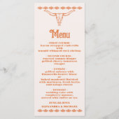 South Western Country Ranch Western Wedding Menükarte (Rückseite)