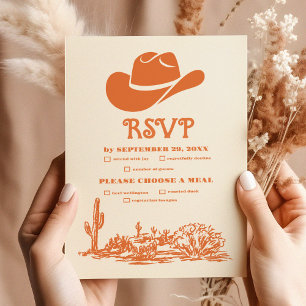 South Western Country Ranch Western Wedding RSVP Karte
