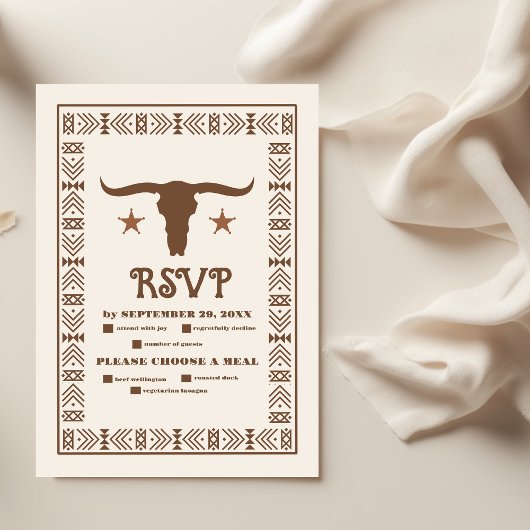 South Western Country Ranch Western Wedding RSVP Karte