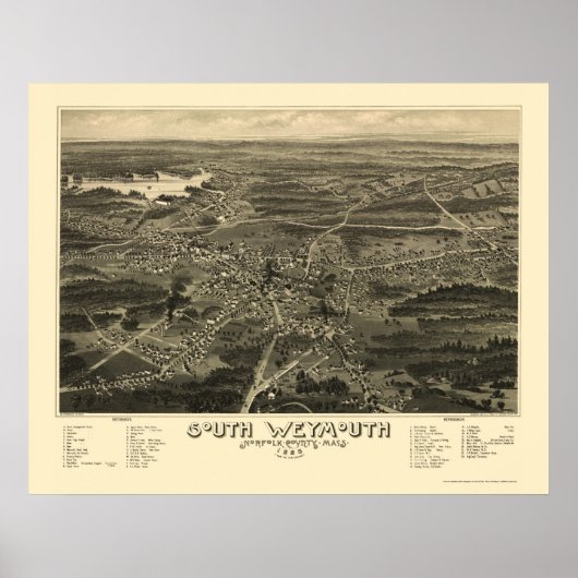 South Weymouth, MA Panoramic Map - 1885 Poster (Vorne)