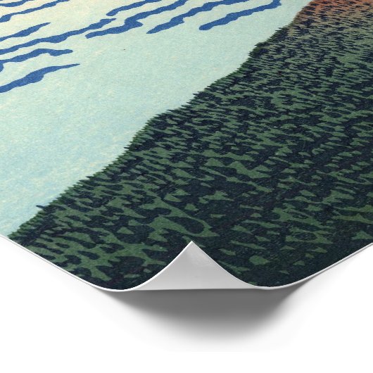 South Wind, Clear Sky (by Hokusai) Poster (Ecke)