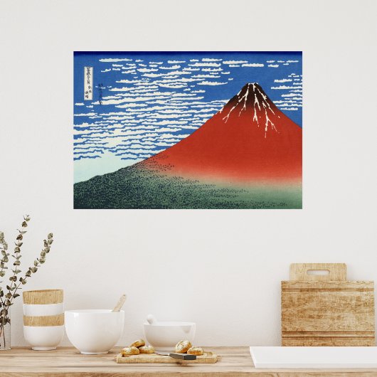 South Wind Clear Sky, Red Fuji, Katsushika Hokusai Poster (Küche)