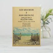 Southampton Beach Vintage Wedding Einladung (Stehend Vorderseite)