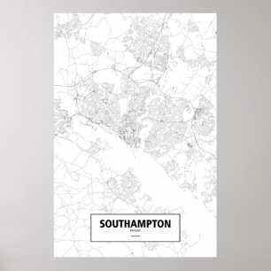 Southampton, England (Schwarzes auf Weiß) Poster