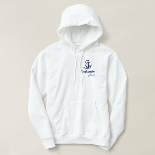 Southampton England, White and Blue Maritime Style Hoodie (Design vorne)