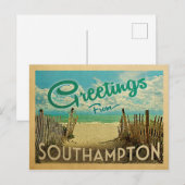 Southampton Postcard Beach Vintage Travel Postkarte (Vorne/Hinten)