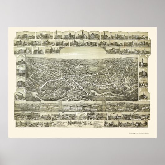 Southbridge, MA Panoramic Map - 1892 Poster (Vorne)