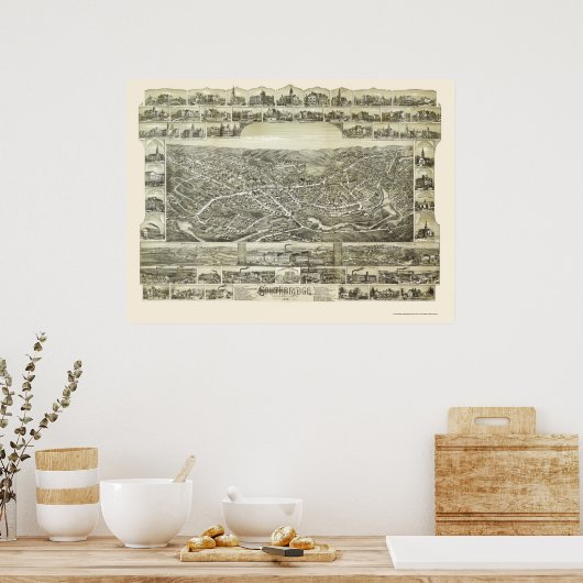 Southbridge, MA Panoramic Map - 1892 Poster (Küche)