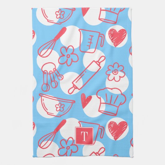 Southern Baking Polka Dot Pattern Recipe Geschirrtuch (Vertikal)