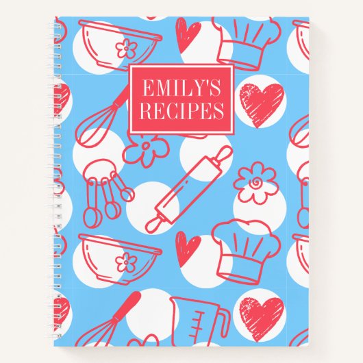 Southern Baking Polka Dot Pattern Recipe Notizblock (Vorderseite)