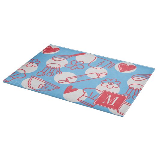 Southern Baking Polka Dot Pattern Recipe Schneidebrett (Ecke)