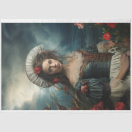 Southern Bell Lady in blau decoupage Seidenpapier