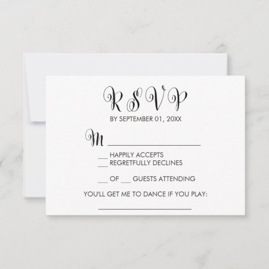 Southern Belle Calligraphy Song Request RSVP Card Karte (Vorderseite)