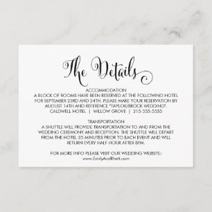 Southern Belle Calligraphy Wedding Details Card Begleitkarte
