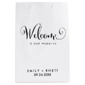 Southern Belle Calligraphy Wedding Willkommen Mittlere Geschenktüte (Vorderseite)