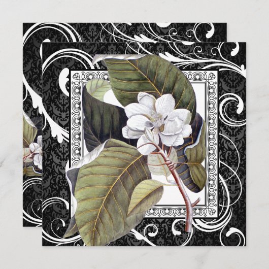 Southern Belle Magnolia Save the Date Damask (Vorne/Hinten)