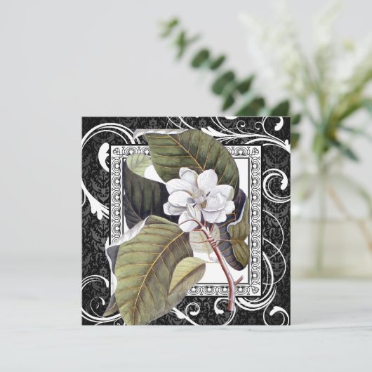 Southern Belle Magnolia Save the Date Damask (Stehend Vorderseite)