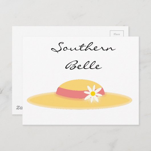 Southern Belle Summer Daisy Hat Niedlicher Cartoon Postkarte (Vorne/Hinten)