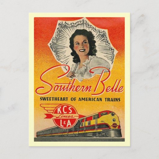 Southern Belle Zug Vintage Postkarte (Vorderseite)