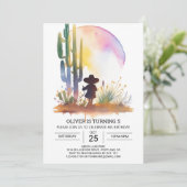 Southern Boho Cowboy Birthday Einladung (Stehend Vorderseite)