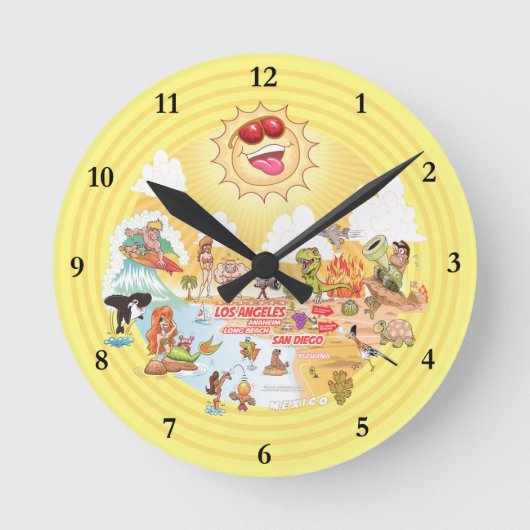 Southern California Acrylic Clock Runde Wanduhr (Vorderseite)