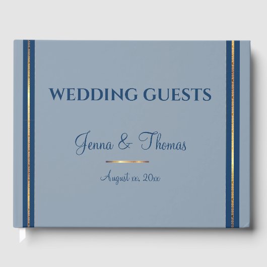 Southern Charm, Blue, Gold, Wedding Guest Book Gästebuch (Vorderseite)