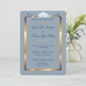 Southern Charm Dusty Blue Wedding Einladung (Stehend Vorderseite)
