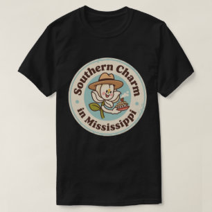 Southern Charm_ Mississippi Magnolia Blume Retro T-Shirt