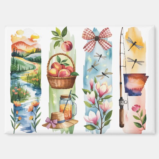 Southern Charm Watercolor Magnets | Peach Basket, Magnet (Vorderseite)