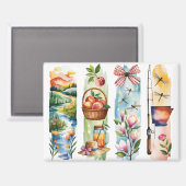 Southern Charm Watercolor Magnets | Peach Basket, Magnet (Vorderseite/Rückseite)