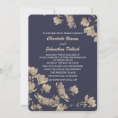 Southern Greige Magnolias Midnight Blue Wedding Einladung (Vorderseite)
